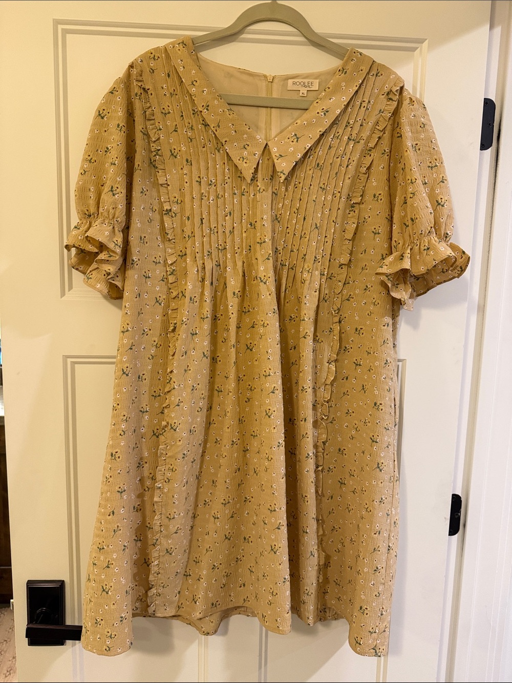 Roolee Mustard Yellow Floral Mini Dress